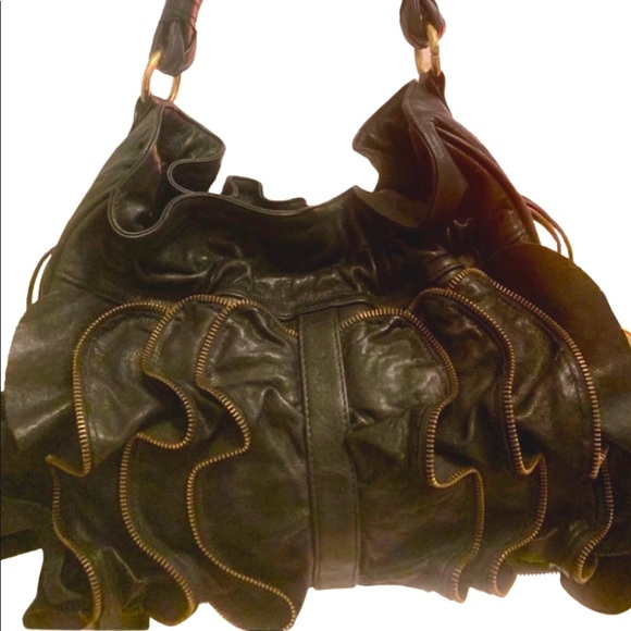 Susan Farber Collections Handbags - Susan Farber black zipper detail bag -braided leather strap. Never used